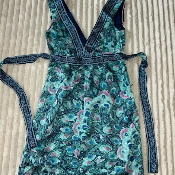 H&M Blue Sleeveless V-Neck Mini Dress peacock - Picture 2 of 7